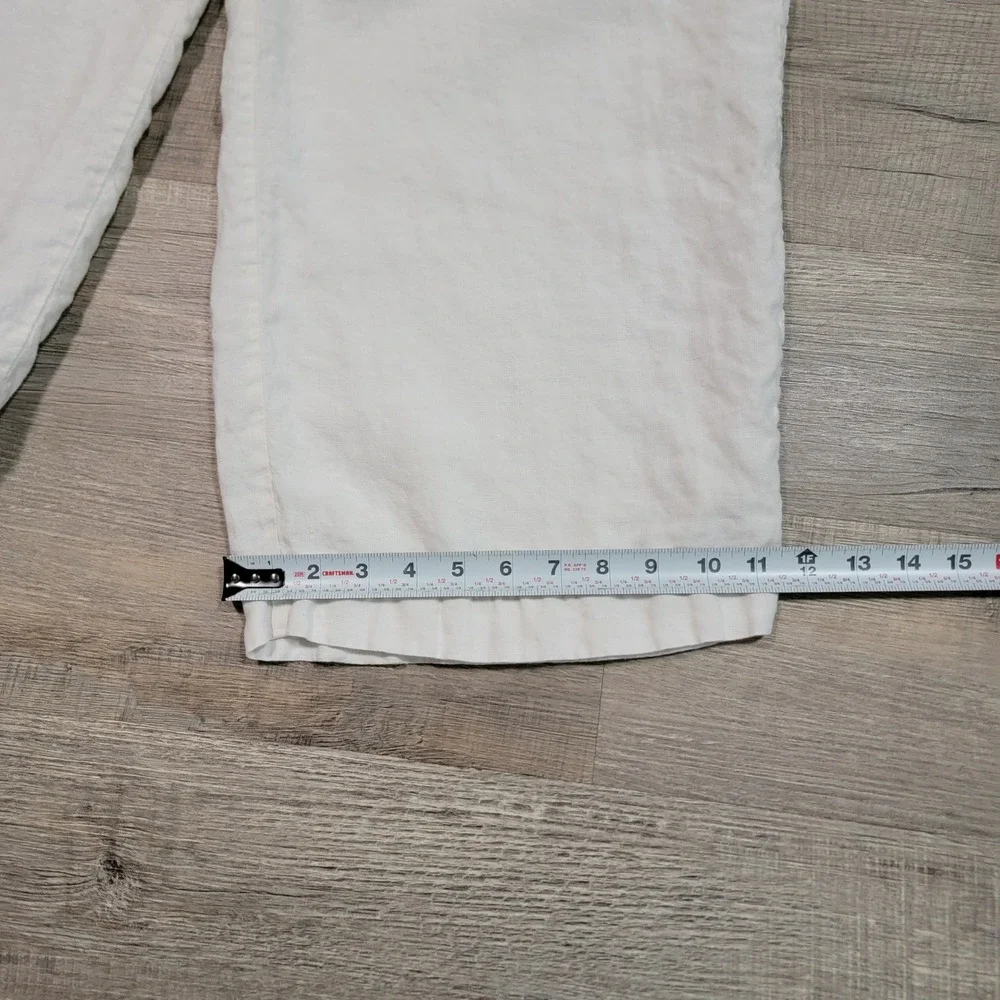 Everlane XL White European Flax Linen Drawstring Pull On Wide Leg Pants Pockets